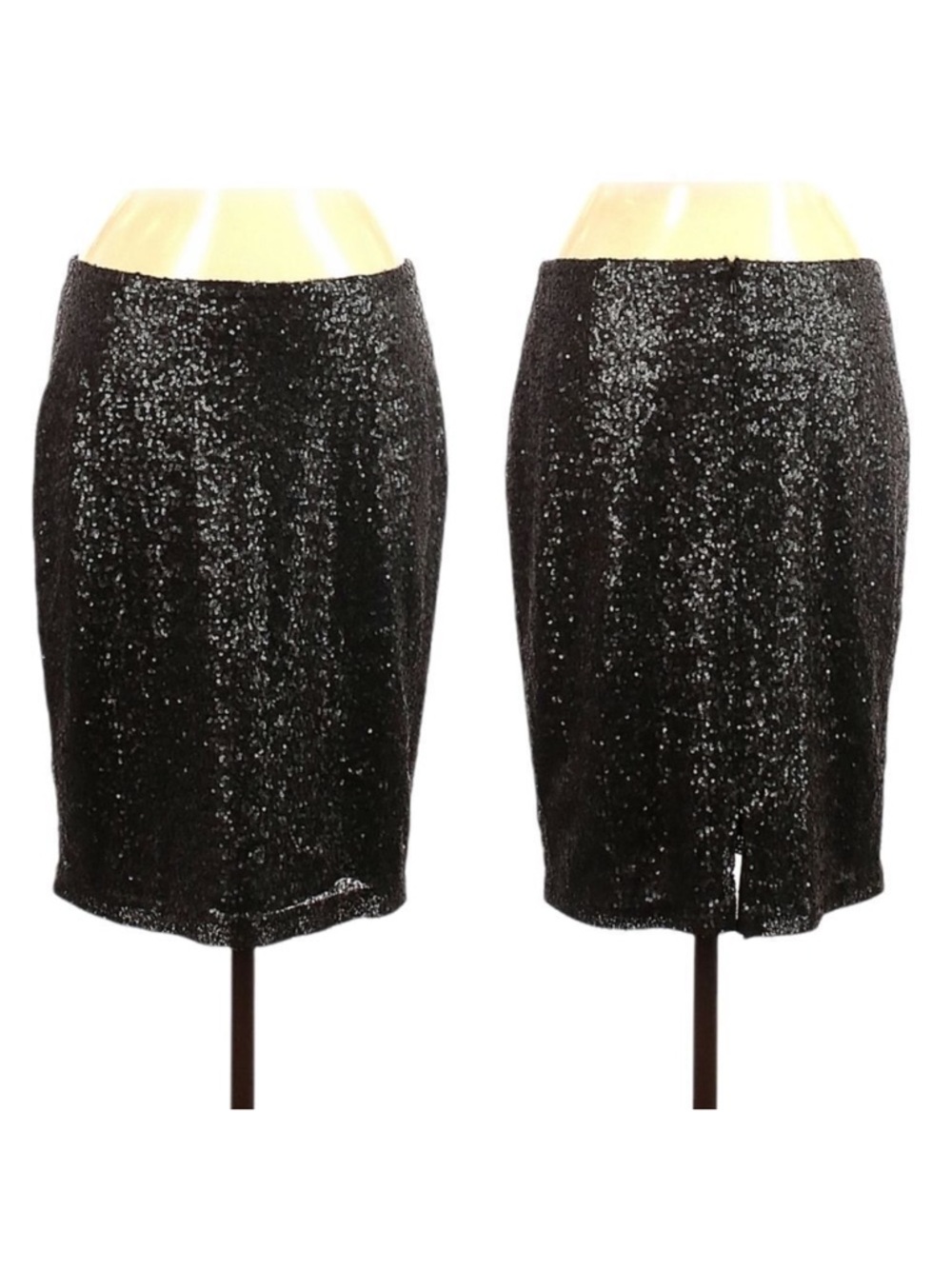 NWT HALOGEN Black Sequin Pencil Skirt 6